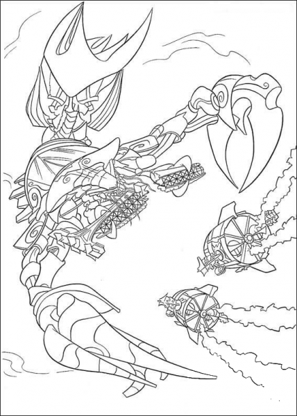Atlantis action underwater coloring page image