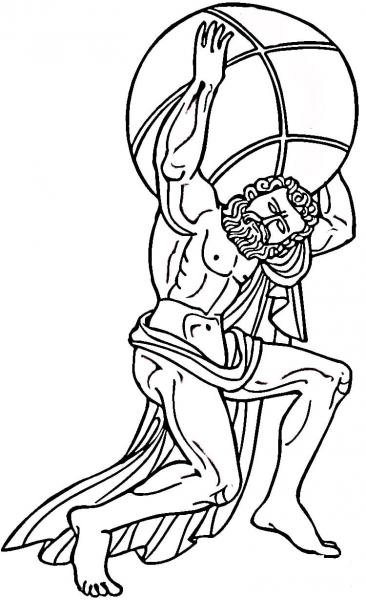 Atlas Holds The Sky  coloring page image