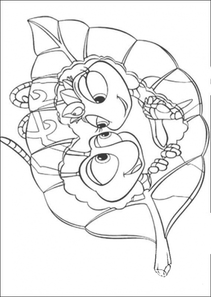 Atta and Flik are in love coloring page image