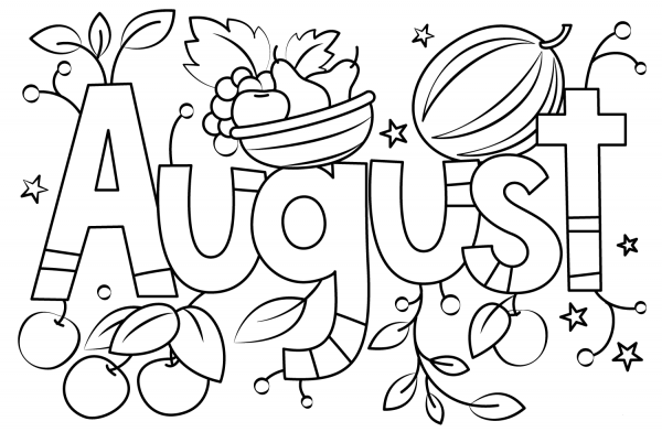 August coloring page image