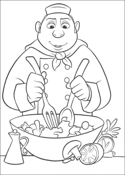 Auguste Gusteau Is Making Tasty Salad  coloring page image