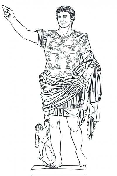 Augustus Caesar Statue (Augustus of Prima Porta) coloring page image