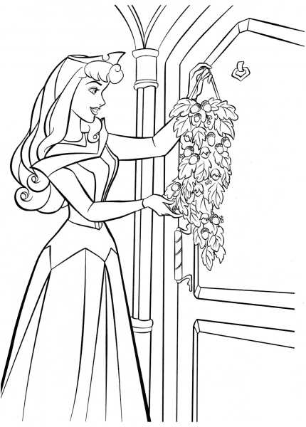 Aurora Makes a Festive Decoration for Her Door coloring page image