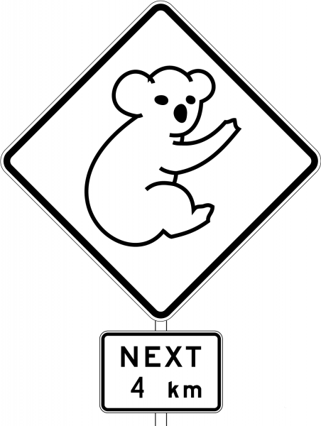 Australia Road Sign with Koala coloring page image