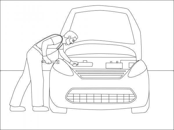 Auto Mechanic coloring page image