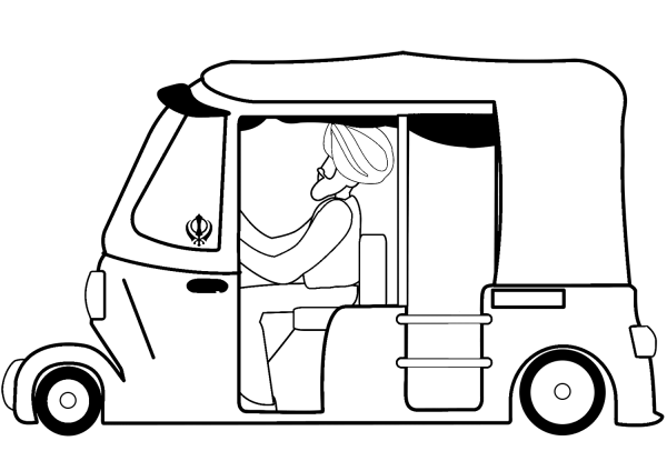 Auto Rickshaw coloring page image