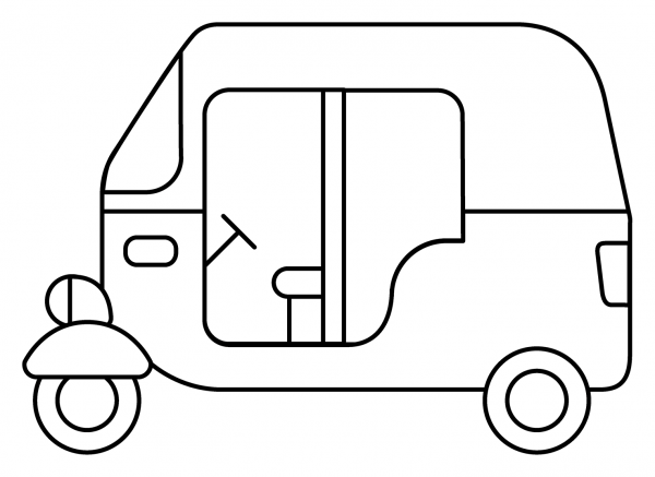 Auto Rickshaw Emoji coloring page image