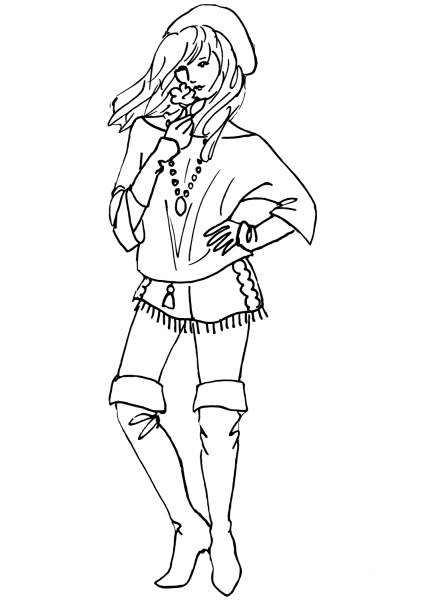 Autumn Girl coloring page image