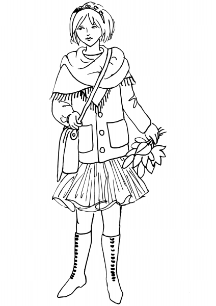 Autumn Girl coloring page image