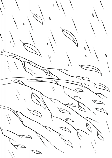 Autumn Leaves Branches coloring page image