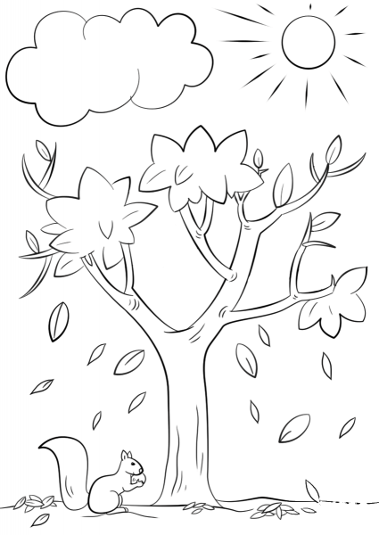 Autumn Squirrel coloring page image