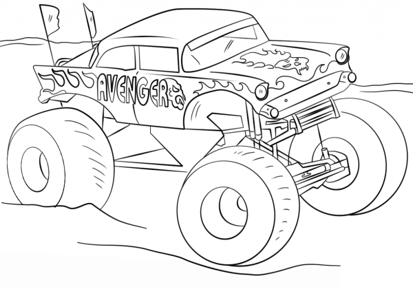 Avenger Monster Truck coloring page image