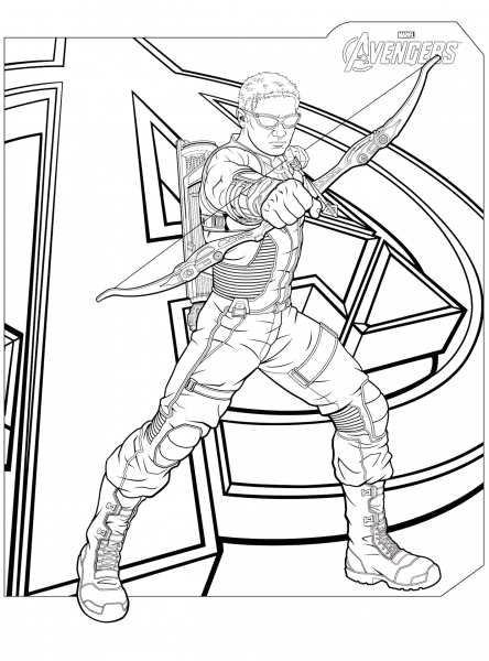 Avengers Hawkeye coloring page image