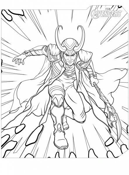 Avengers Loki coloring page image
