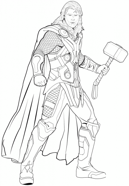 Avengers Thor coloring page image