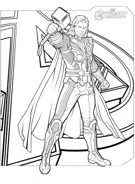 Avengers Thor coloring page image