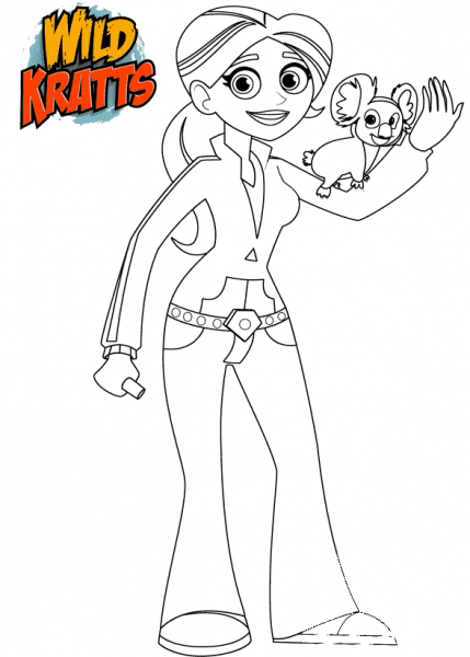 Aviva with Koala coloring page image