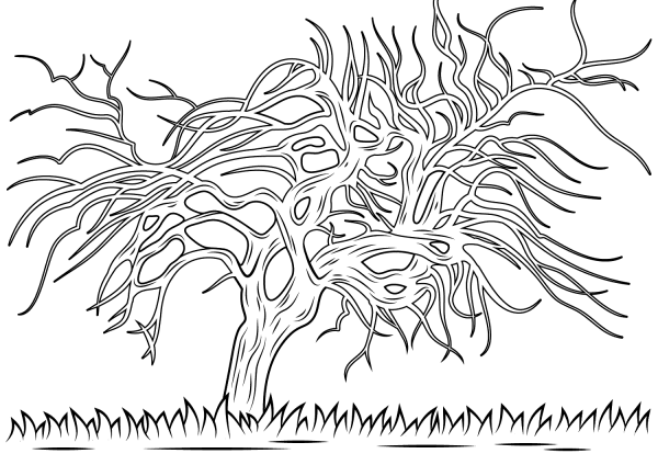 Avond Evening the Red Tree by Piet Mondrian coloring page image