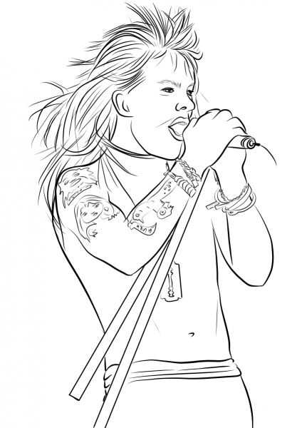 Axl Rose from Guns N’ Roses coloring page image