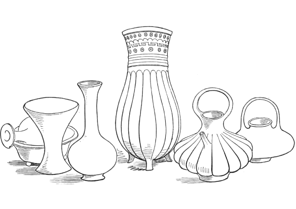 Aztec Ancient Vases and Vessels coloring page image