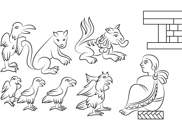 Aztec Animals coloring page image