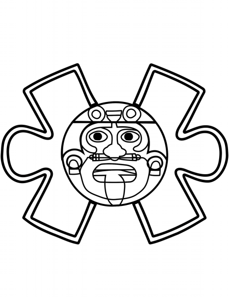 Aztec Calendar Stone coloring page image