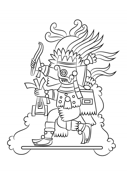 Aztec God Tlaloc coloring page image