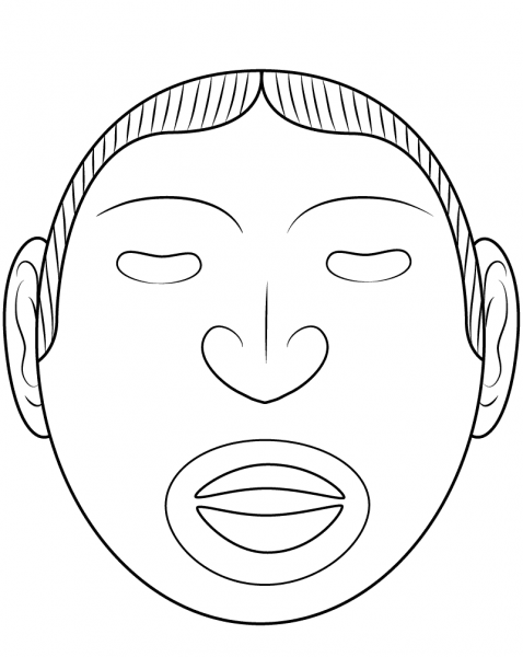 Aztec God Xipe Totec Mask coloring page image