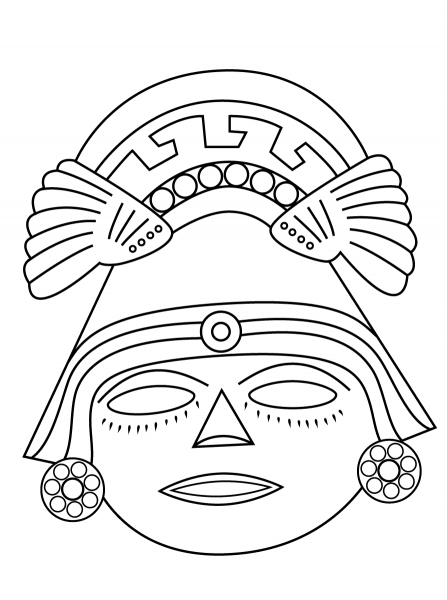 Aztec Mask coloring page image