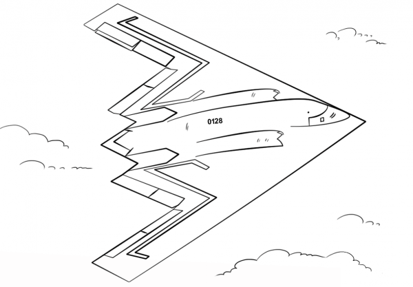 B-2 Stealth Bomber coloring page image