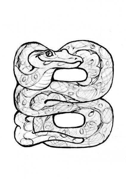 B is for Boa coloring page image