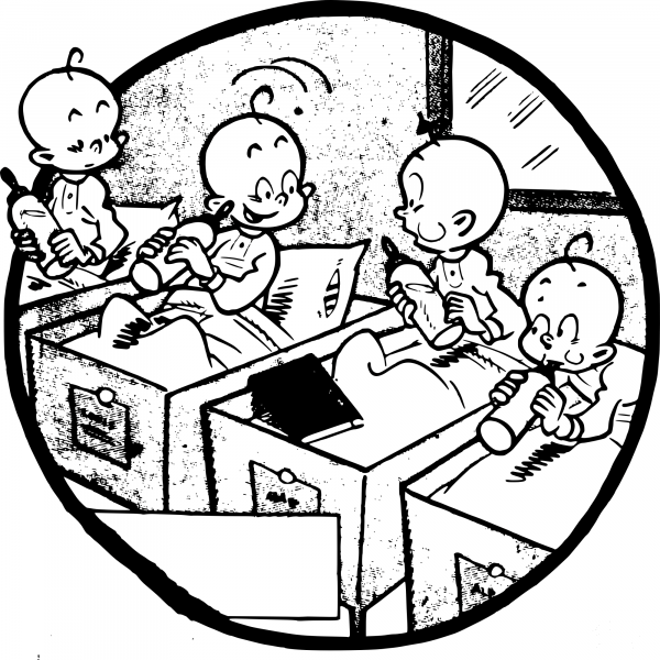 Babies and Bottles coloring page image