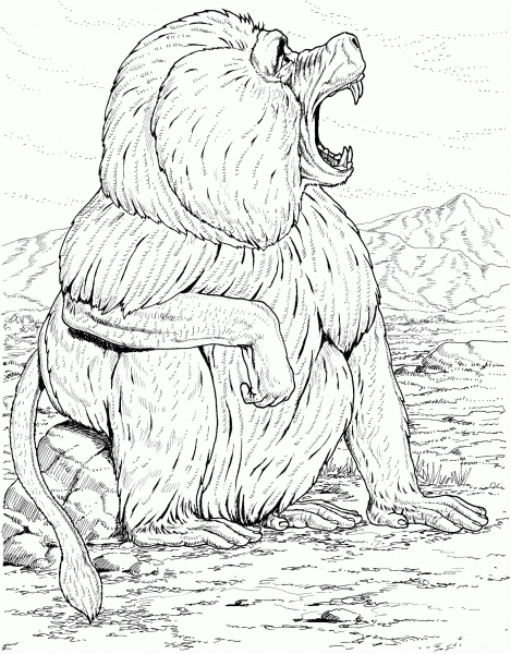 Baboon Growling coloring page image