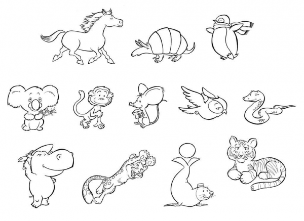 Baby Animals coloring page image