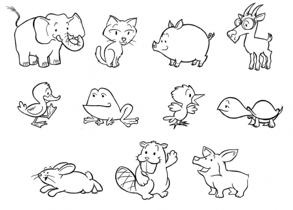 Baby Animals coloring page image