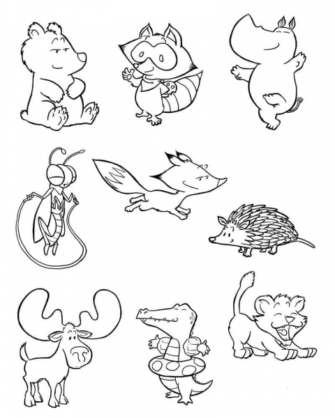 Baby Animals coloring page image
