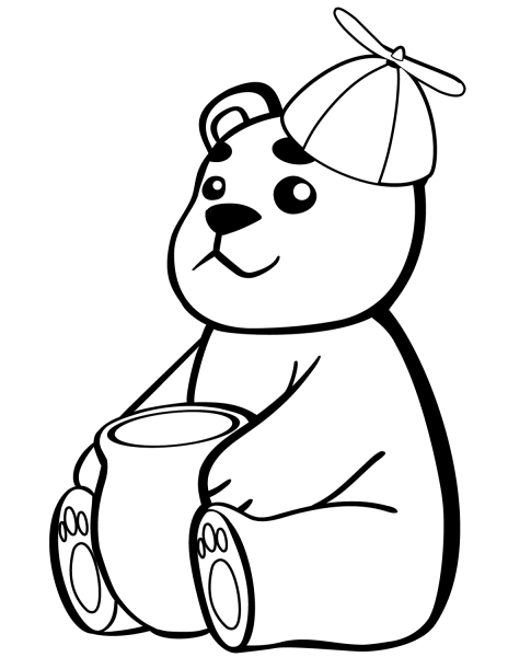 Baby Bear with Pot of Honey coloring page image