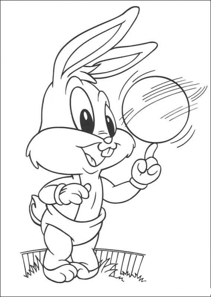 Baby Bugs Bunny Playing The Ball  coloring page image