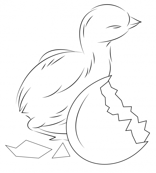 Baby Chick Hatching from Egg coloring page image