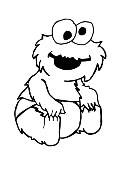 Baby Cookie Monster Sitting coloring page image