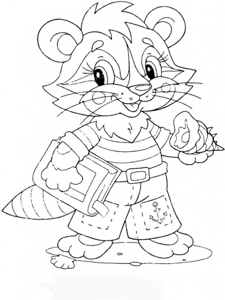 Baby Coon at school coloring page image