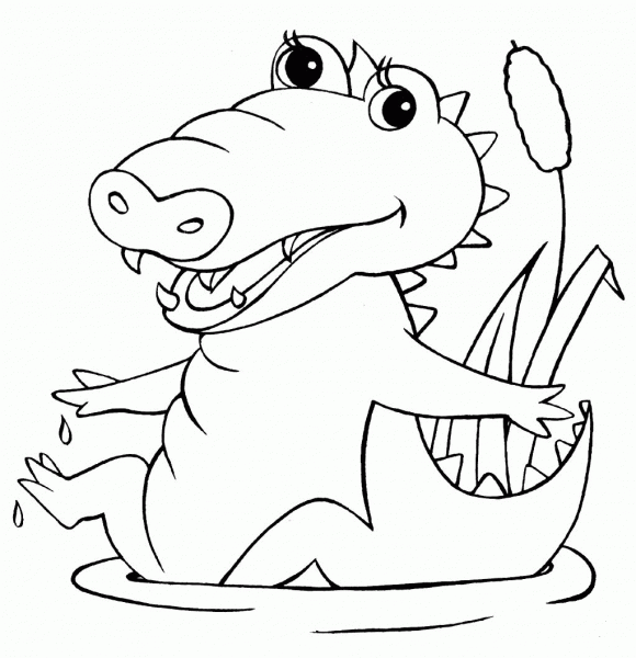 Baby Crocodile coloring page image