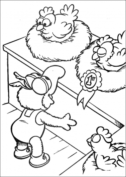 Baby Gonzo and Chickens coloring page image