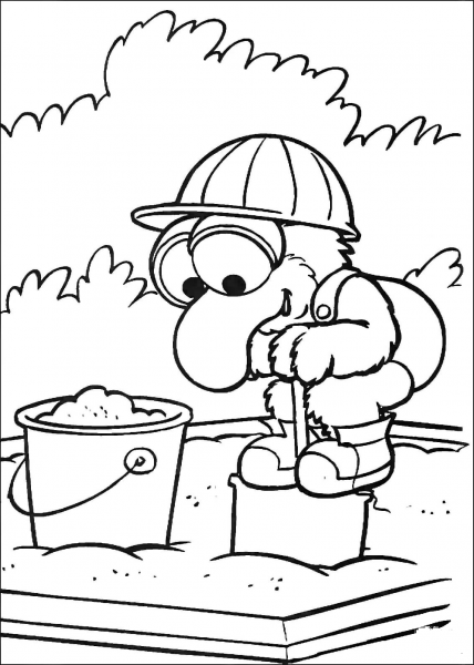 Baby Gonzo Is Playing on a Sandbox coloring page image
