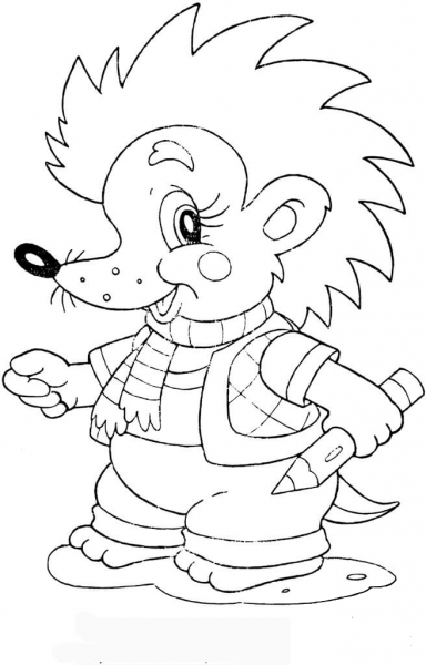 Baby Hedgehog at school coloring page image