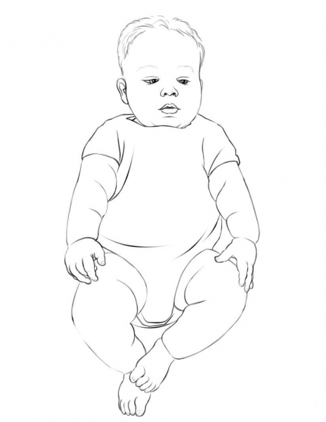 Baby in an Infant Bodysuit coloring page image