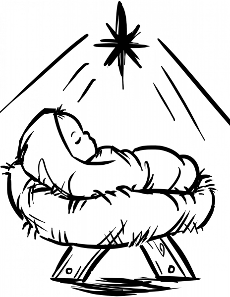 Baby Jesus Manger Scene coloring page image