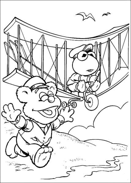 Baby Kermit and Baby Fozzie coloring page image