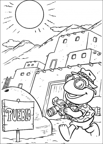 Baby Kermit in Pueblo coloring page image
