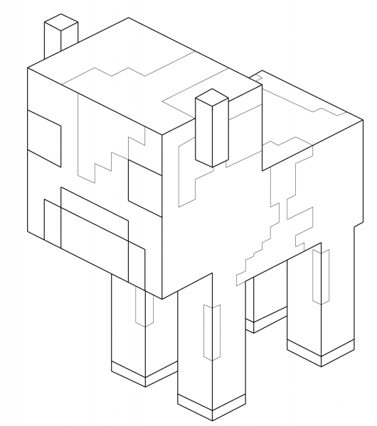 Baby Mooshroom Cow from Minecraft coloring page image